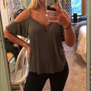 Green Off Shoulder Top